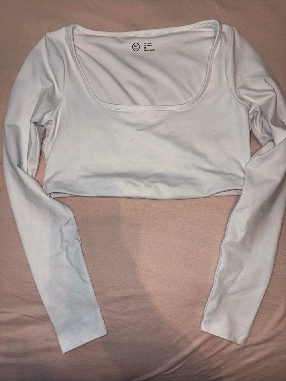 Gilly Hicks White Long Sleeve Square Neck Crop Top